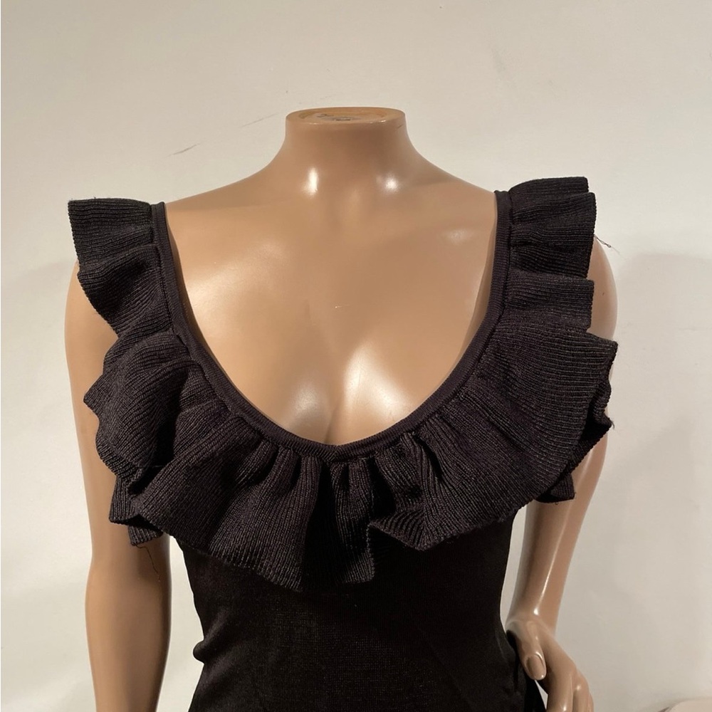 Bebe Bodycon Black Ruffle Dress - Picture 3 of 6